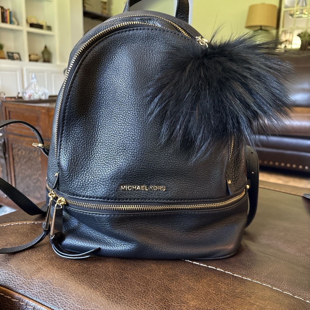 Michael Kors Black Leather Backpack